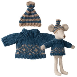 Ubranko Dla Myszki Knitted Sweater & Hat Dad Mouse Maileg